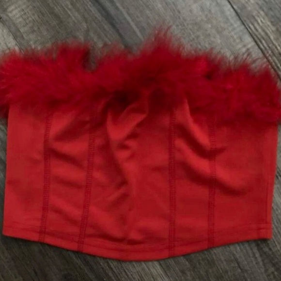 Fuzzy red tube top - Picture 2 of 2